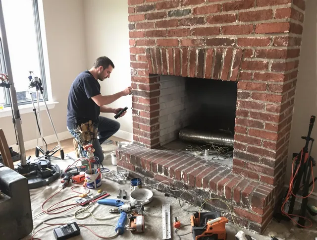 Kingston Chimney Sweep specialist finalizing chimney liner service in Kingston, MA