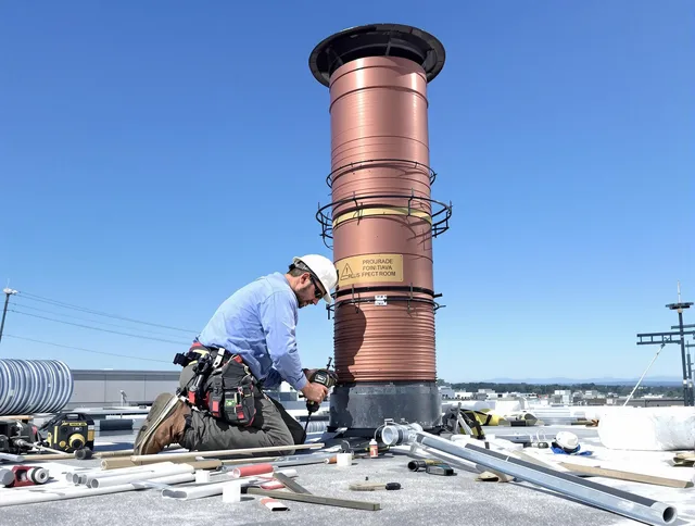 Installed chimney liner by Kingston Chimney Sweep in Kingston, MA