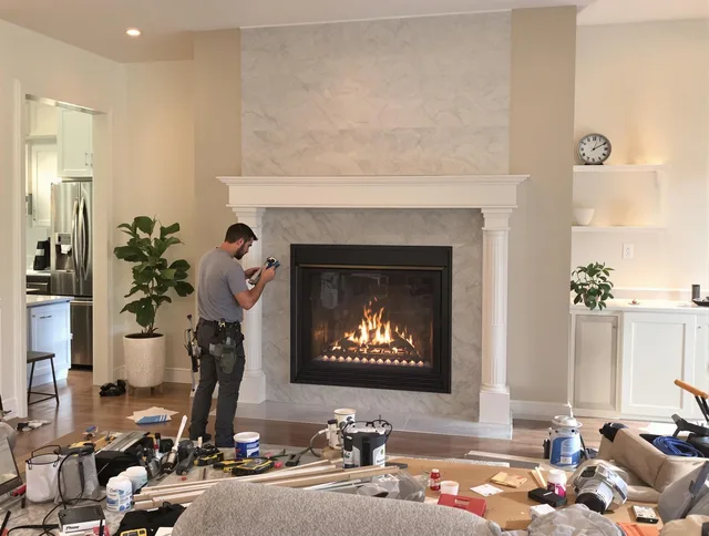 Newly installed fireplace by Kingston Chimney Sweep in Kingston, MA